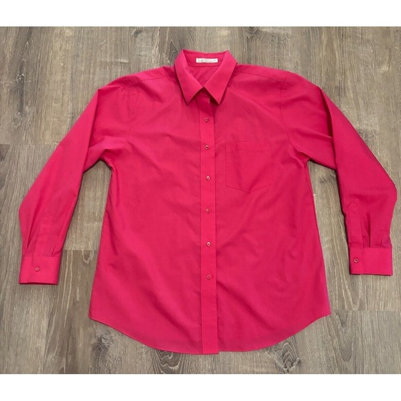 Foxcroft Women's Wrinkle Free Long Sleeve Button Up Blouse  Fuchsia Pink Size 14 - Picture 1 of 5